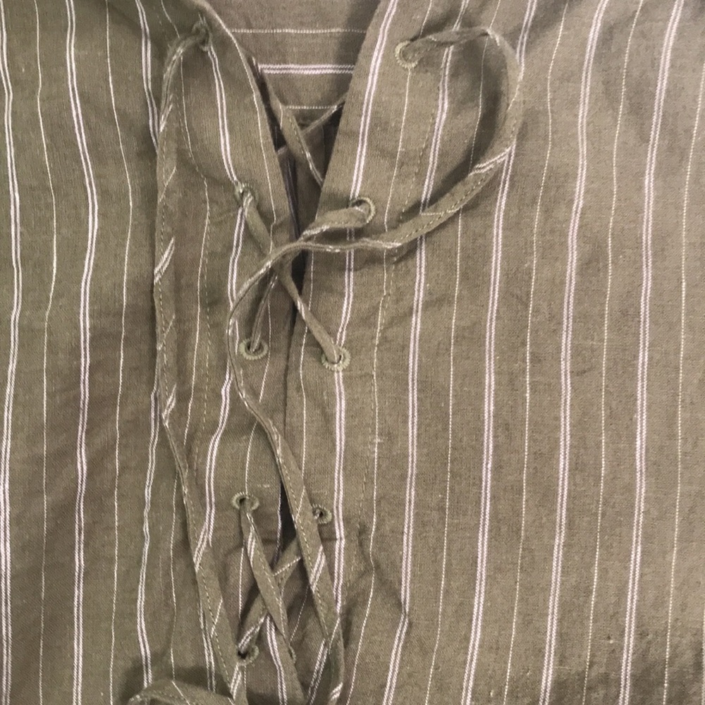 Free People Under The Boardwalk Linen Lace Up Blouse - Picture 4 of 4